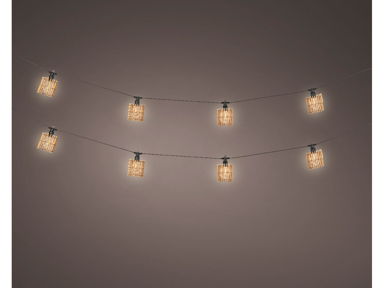 Catena luminosa led per esterno a luce fissa bianco caldo diametro 9cm x 450cm x altezza 9cm con trasformatore