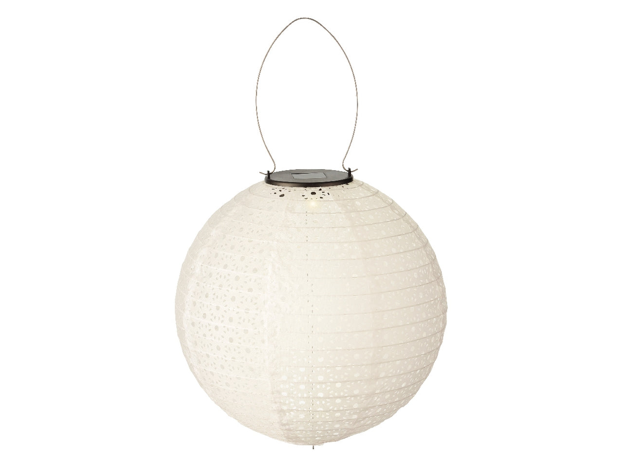 Lanterna solare in nylon bianca con luce fissa bianco caldo diametro 25cm x altezza 23cm $