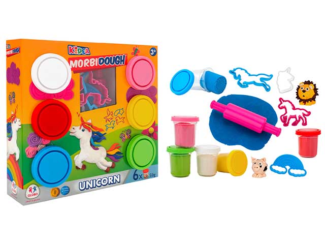 Morbidough morbido 6x50gr unicorno con accessori