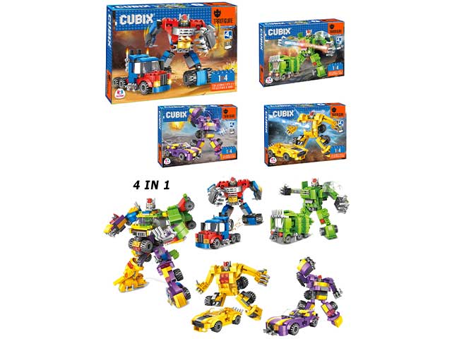 Cubix costruzioni traxfigure 2 in 1 da 110-112pezzi assortiti