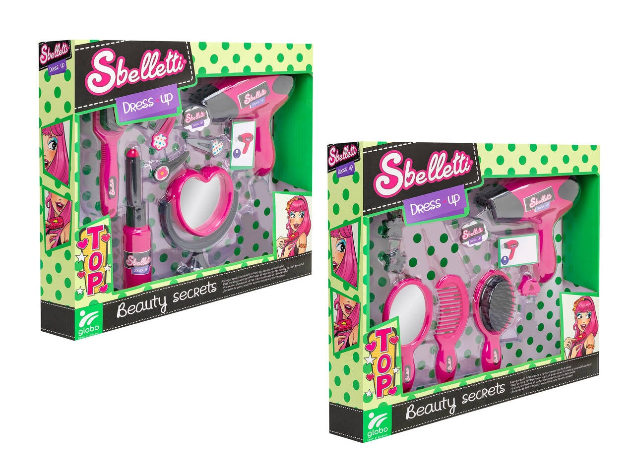 Sbelletti set gioco parrucchiera con phon batteria assortiti