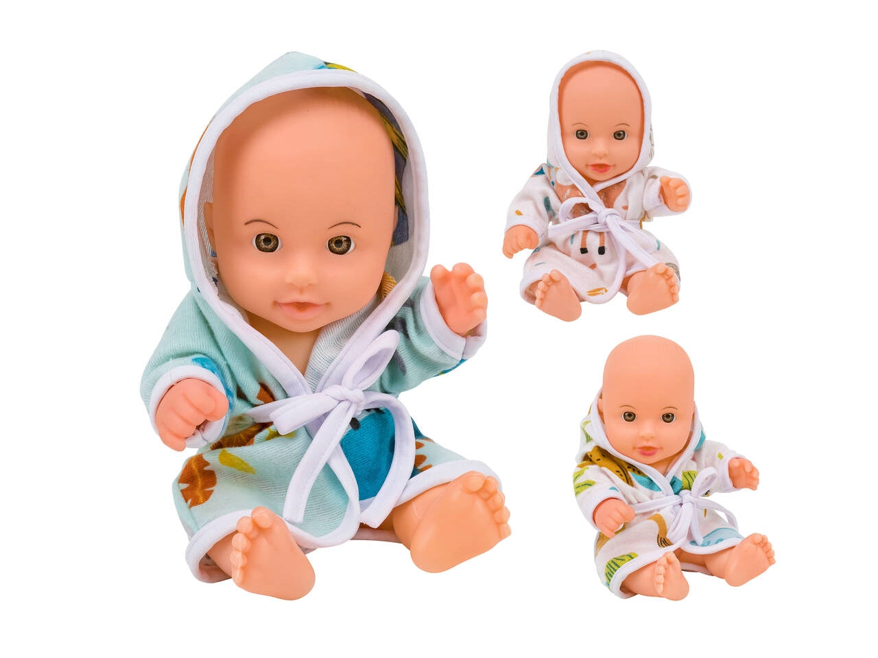 Bimbo bambola 21cm con accappatoio assortiti