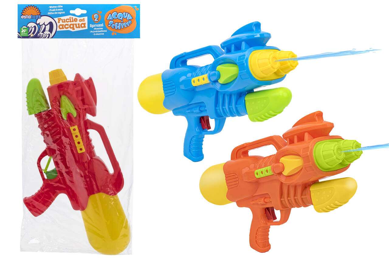 Fucile acqua pompa doppio spruzzo 37cm - disponibile in 3 colori