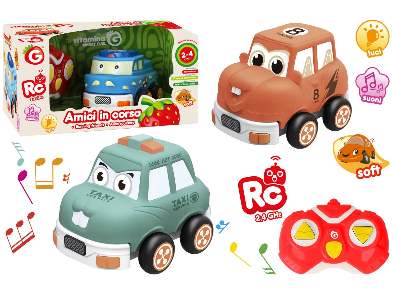 Vitamina g mezzi radiocomandati amici gommolosi con 5 funzioni 2.4ghz - disponibile in 3 assortimenti