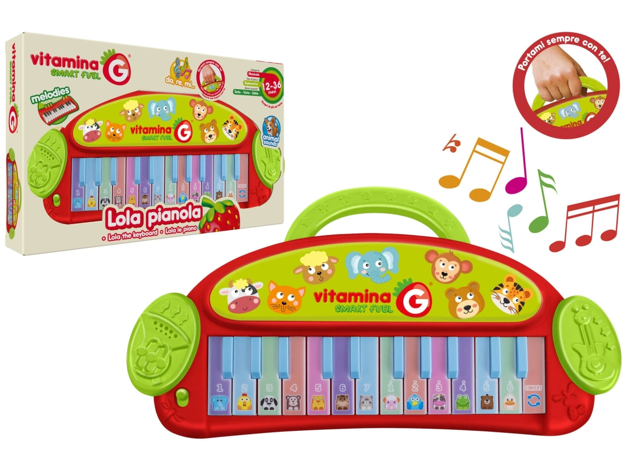 Vitamina G pianola animali batteria 24 tasti