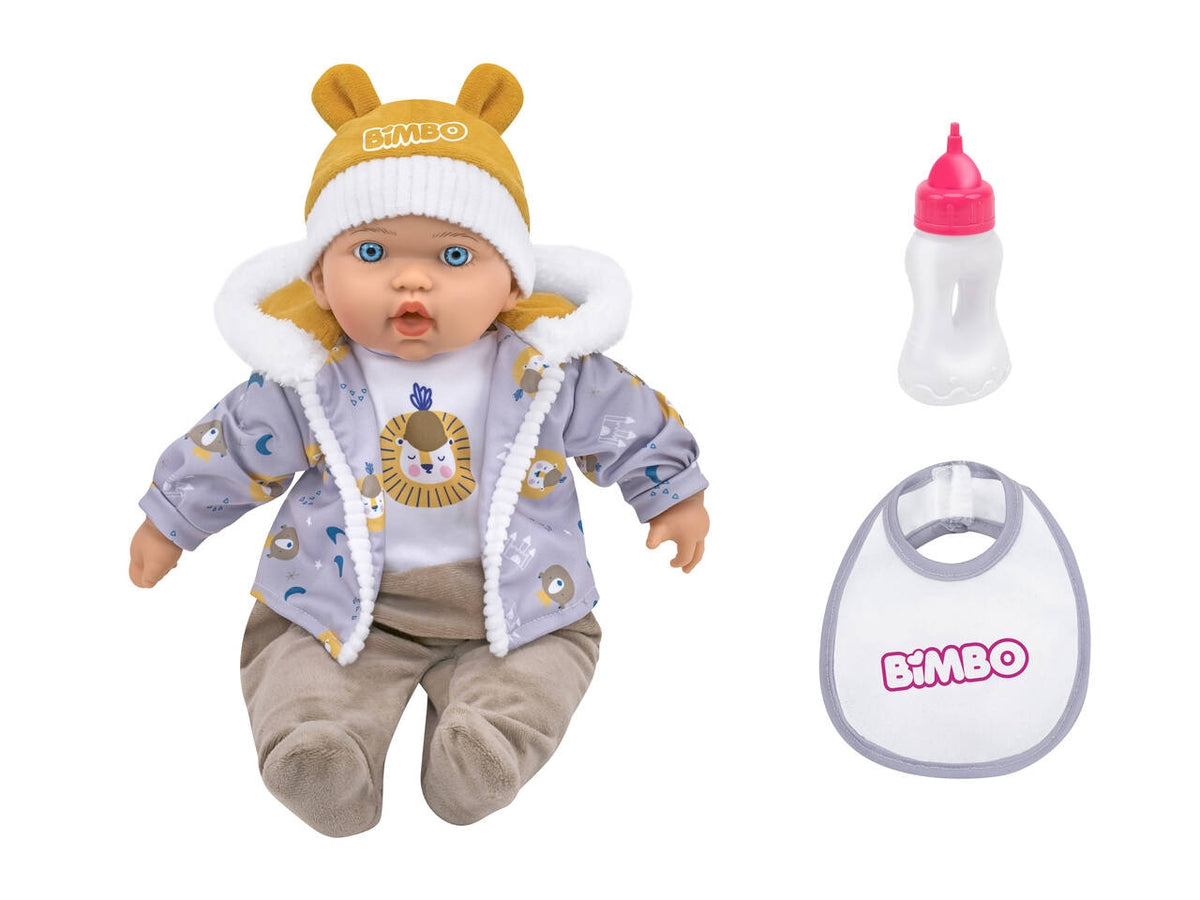 Bimbo bambola soffice 41cm con biberon e bavaglio - disponibile in 2 assortimenti