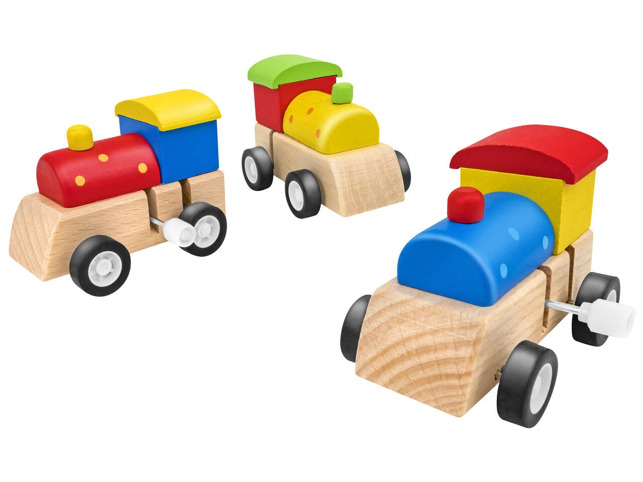 Sirwood trenino locomotiva in legno a molla set da 9 pezzi