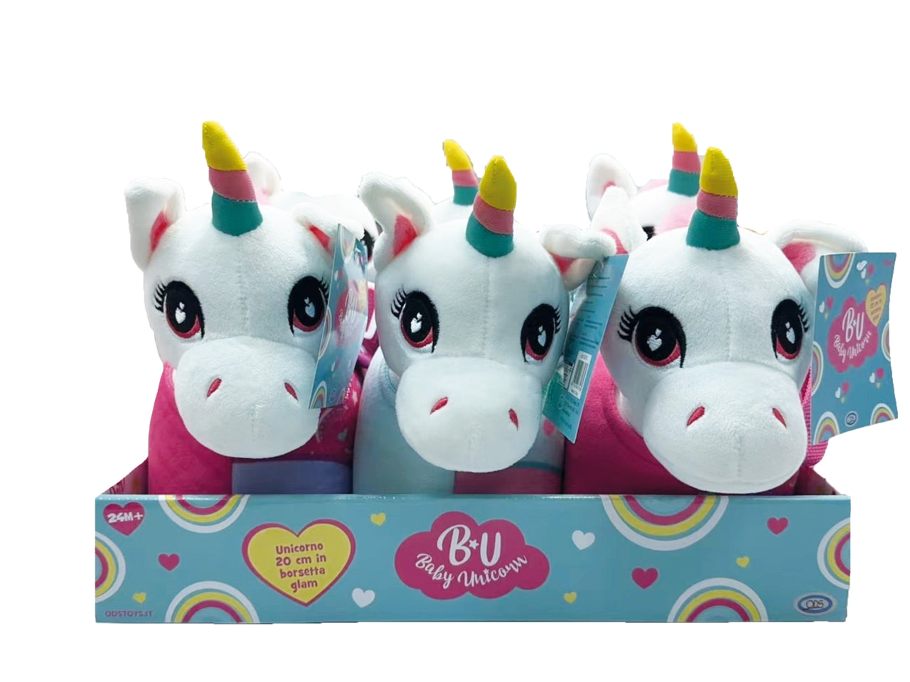 Baby unicorn - unicorno peluche 20cm con borsa glam
