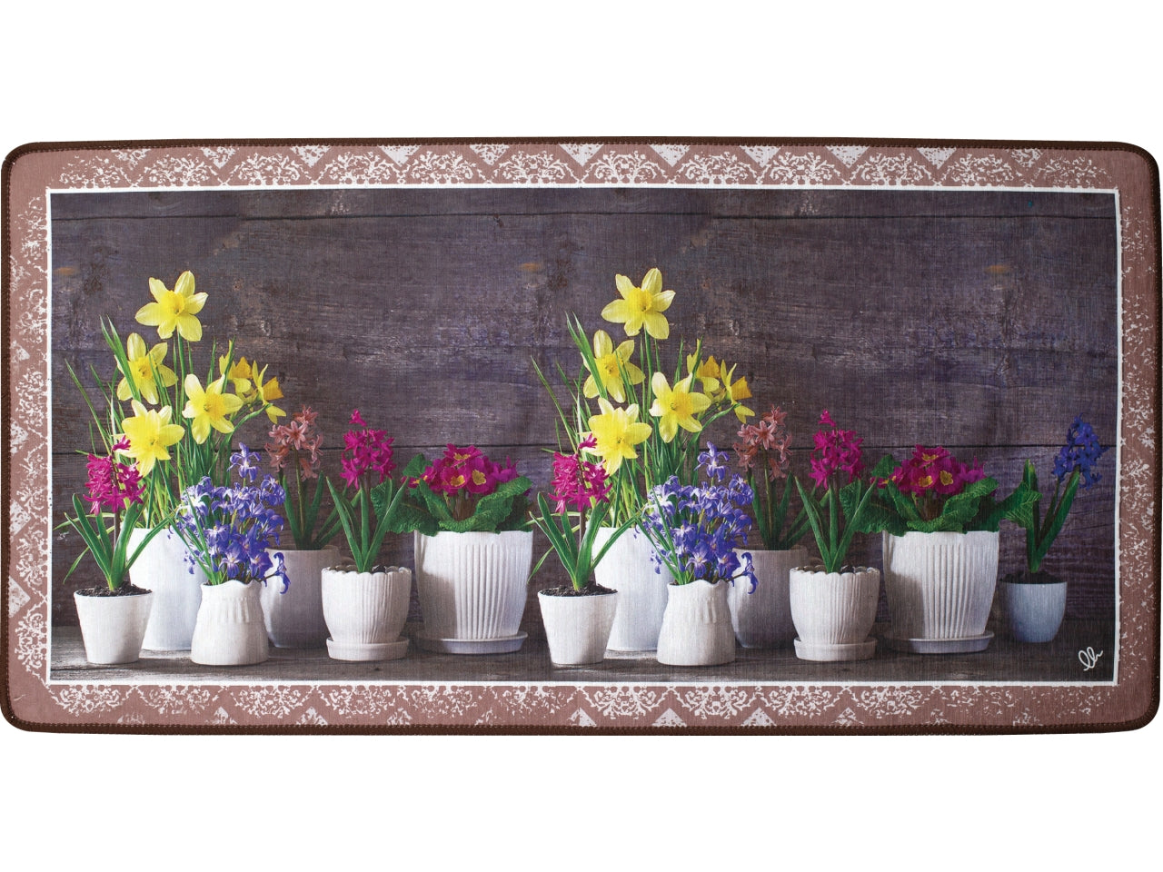 Tappeto cucina multicolor in poliestere stampato in digitale 50x90 cm, Capri - Olivo Tappeti