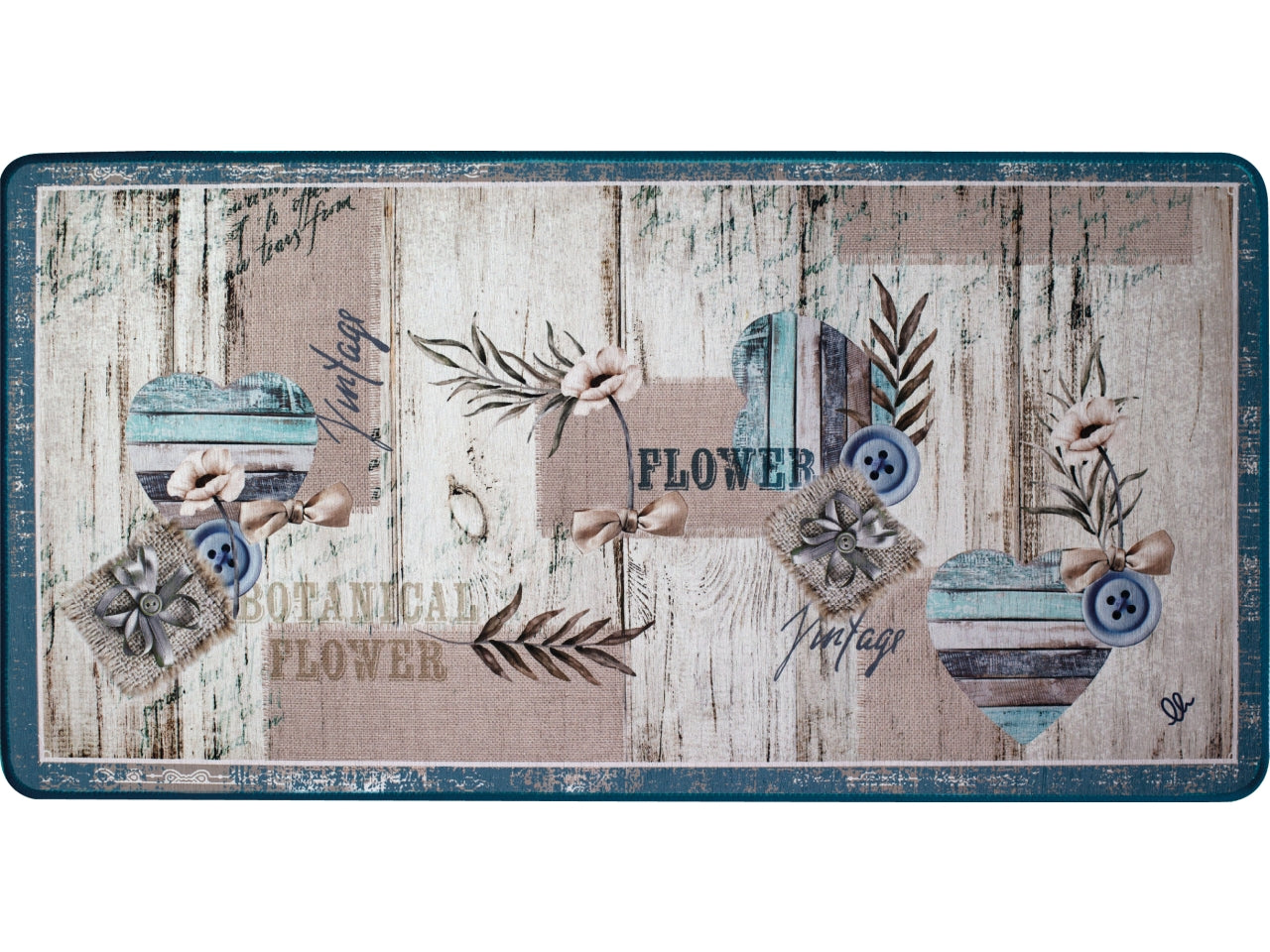 Tappeto cucina multicolor in poliestere stampato in digitale 50x90 cm, Capri - Olivo Tappeti