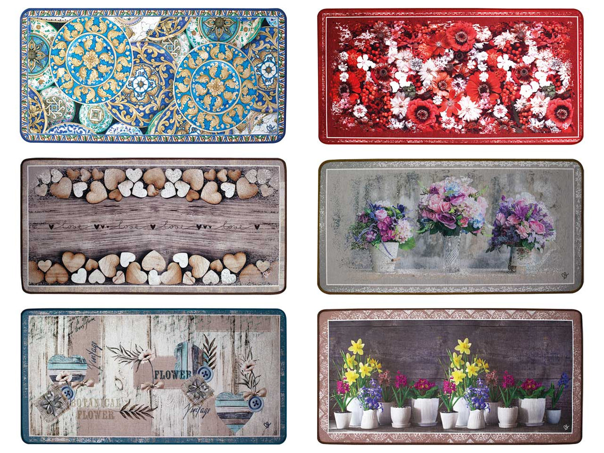 Tappeto cucina multicolor in poliestere stampato in digitale 50x130 cm, Capri - Olivo Tappeti