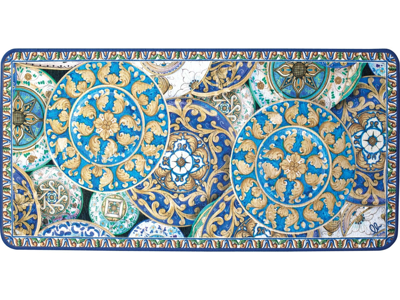 Tappeto multicolor in poliestere stampato in digitale 55x230 cm, Capri - Olivo Tappeti