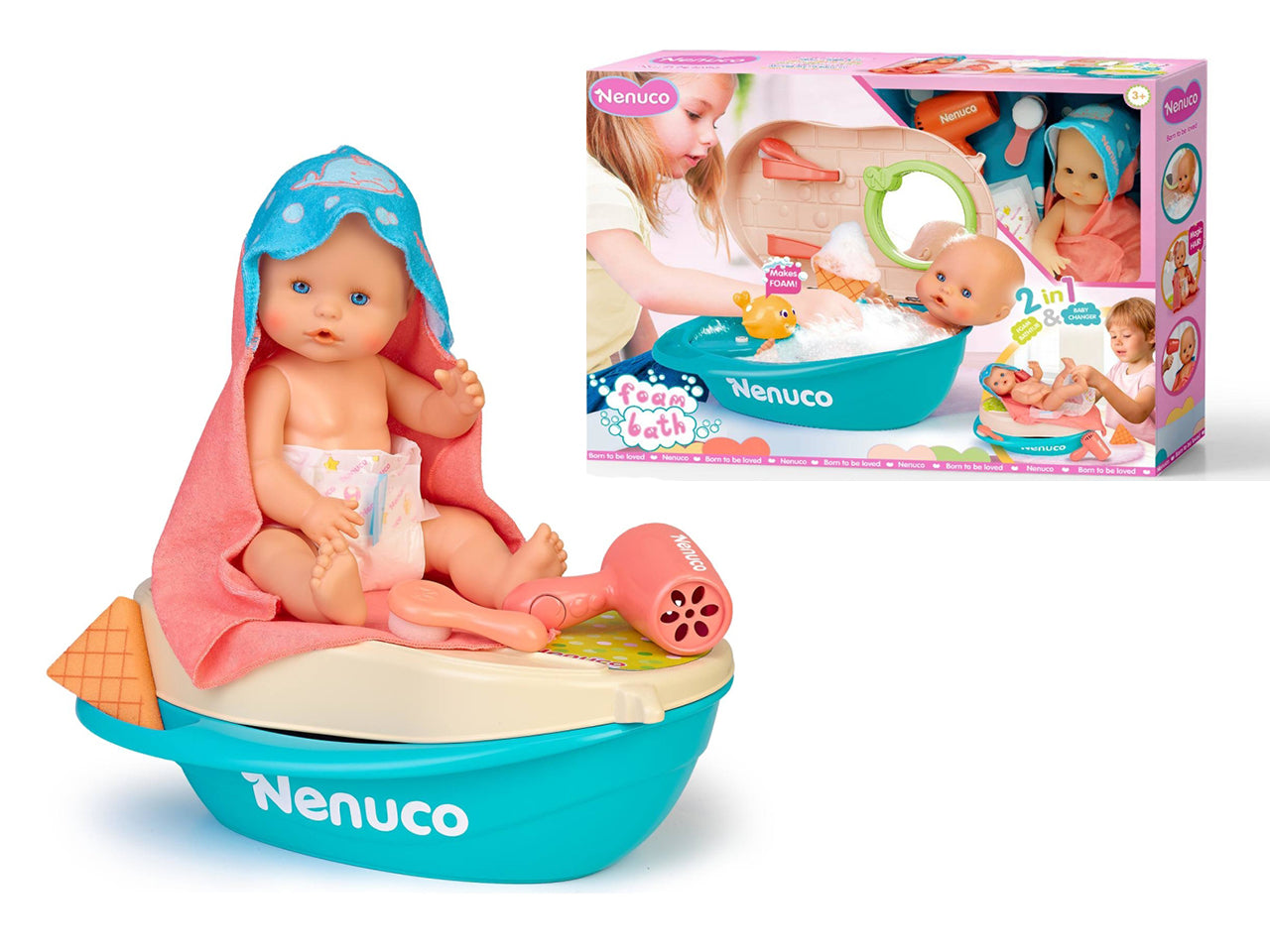 Nenuco Bagnetto con le Bolle - Bambola con Accessori, Multicolor, Età 3+, Famosa