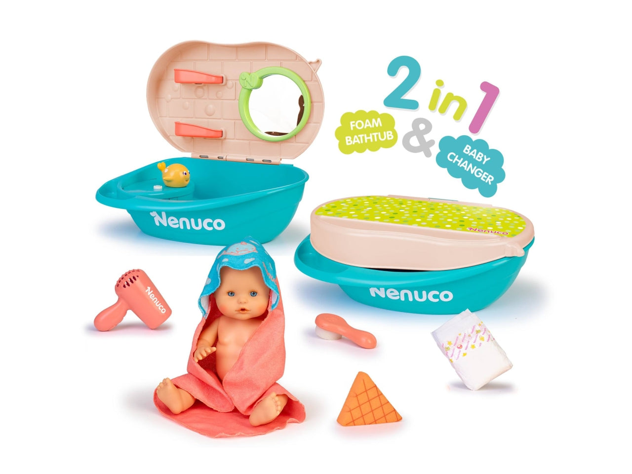 Nenuco Bagnetto con le Bolle - Bambola con Accessori, Multicolor, Età 3+, Famosa