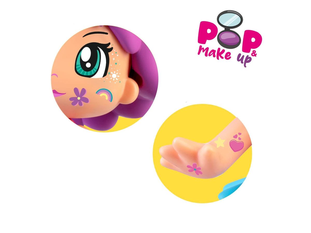 Pinypon - Pop & Make Up, personaggio 17 cm, con accessori per il trucco e capelli, Età 4+ anni - Famosa $