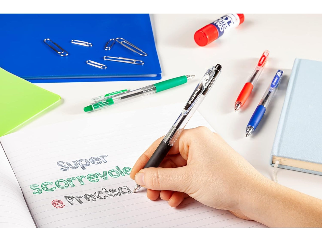 Osama penne obg sfera a scatto nera - la confezione contiene 10 penne