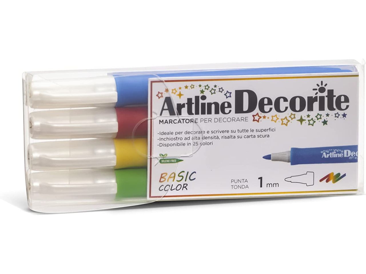 Marcatore decorite con punta tonda basic color - la confezione contiene 4 marcatori