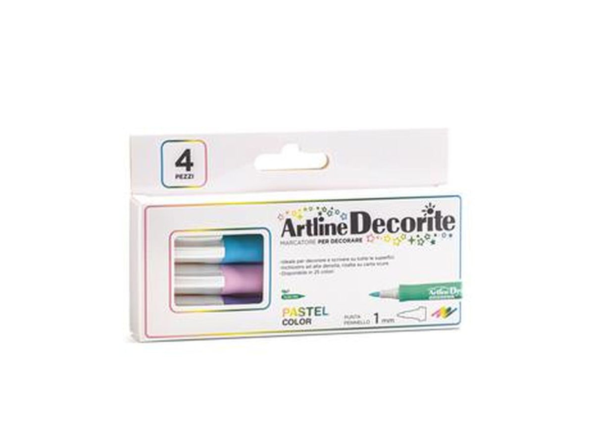 Marcatore decorite con punta pennello pastel color - la confezione contiene 4 marcatori