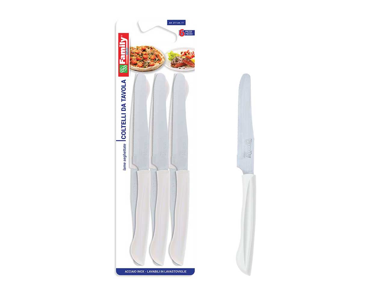 Coltello tavola 6 pezzi bianco 211b.11