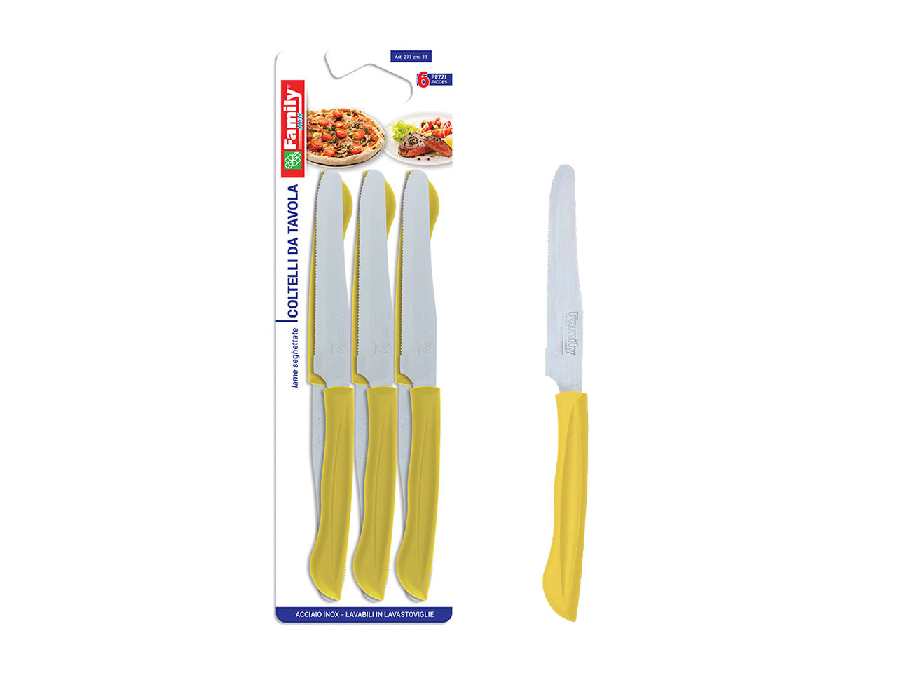 Coltelli tavola 6 pezzi giallo 0211g.11