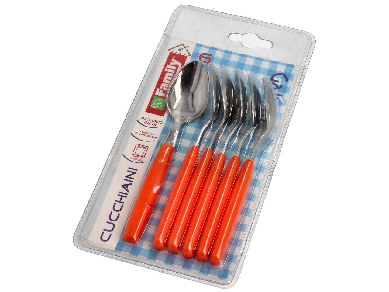 Set di 6 Cucchiaini Coltellerie Paolucci, Family Inox, linea Galaxy in Acciaio Inox con Manico Colorato - 3 Colori Assortiti