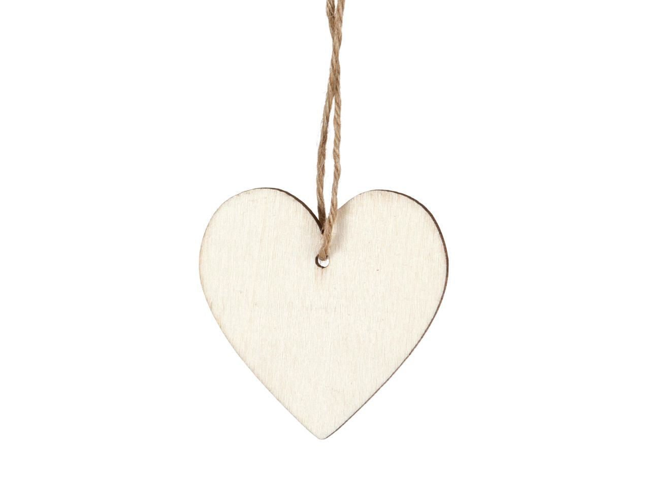 Ciondolo a forma di cuore in legno 12 pezzi cm6 colore naturale