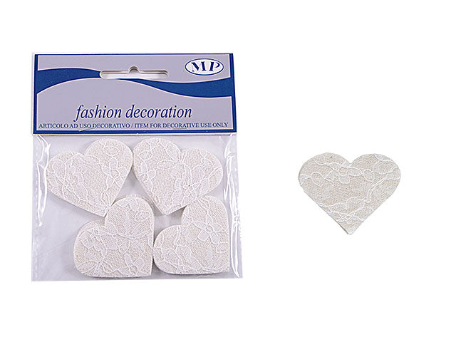 Appendino cuore pizzo 5x4,5cm bianco 24 pezzi b245 01