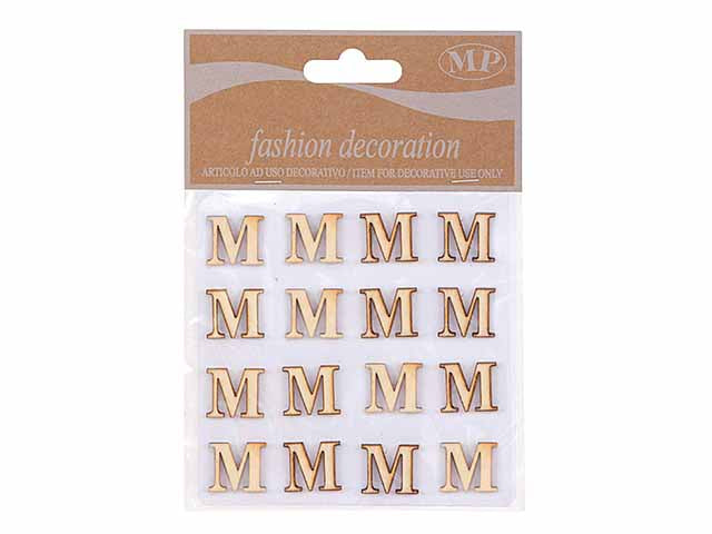 Lettere legno 10mm.16 pezzi m t067m