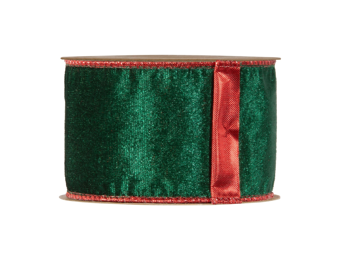 Nastro velvet double face con bordo animato 6,3cmx10mt verde scuro/rosso