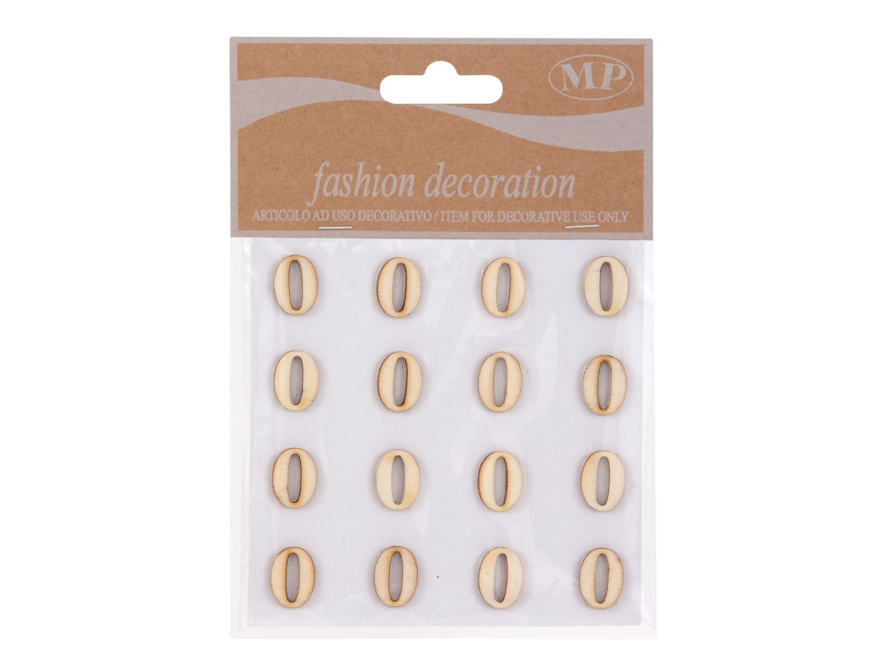 Numero 0 in legno adesivo, set da 16, 1.5x0.8 cm - Piovaccari