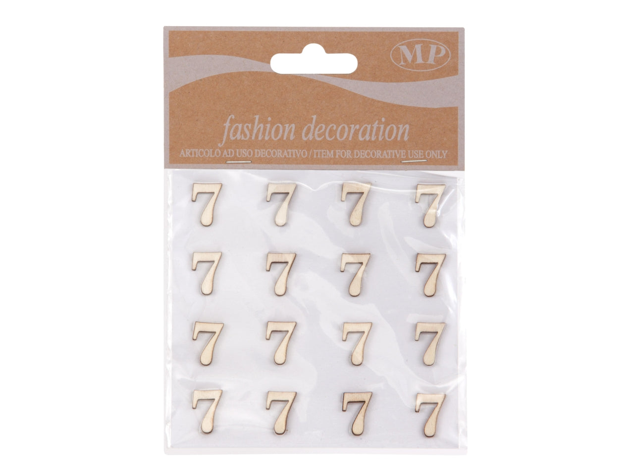Numero 7 in legno adesivo, set da 16, 1.5x0.8 cm - Piovaccari
