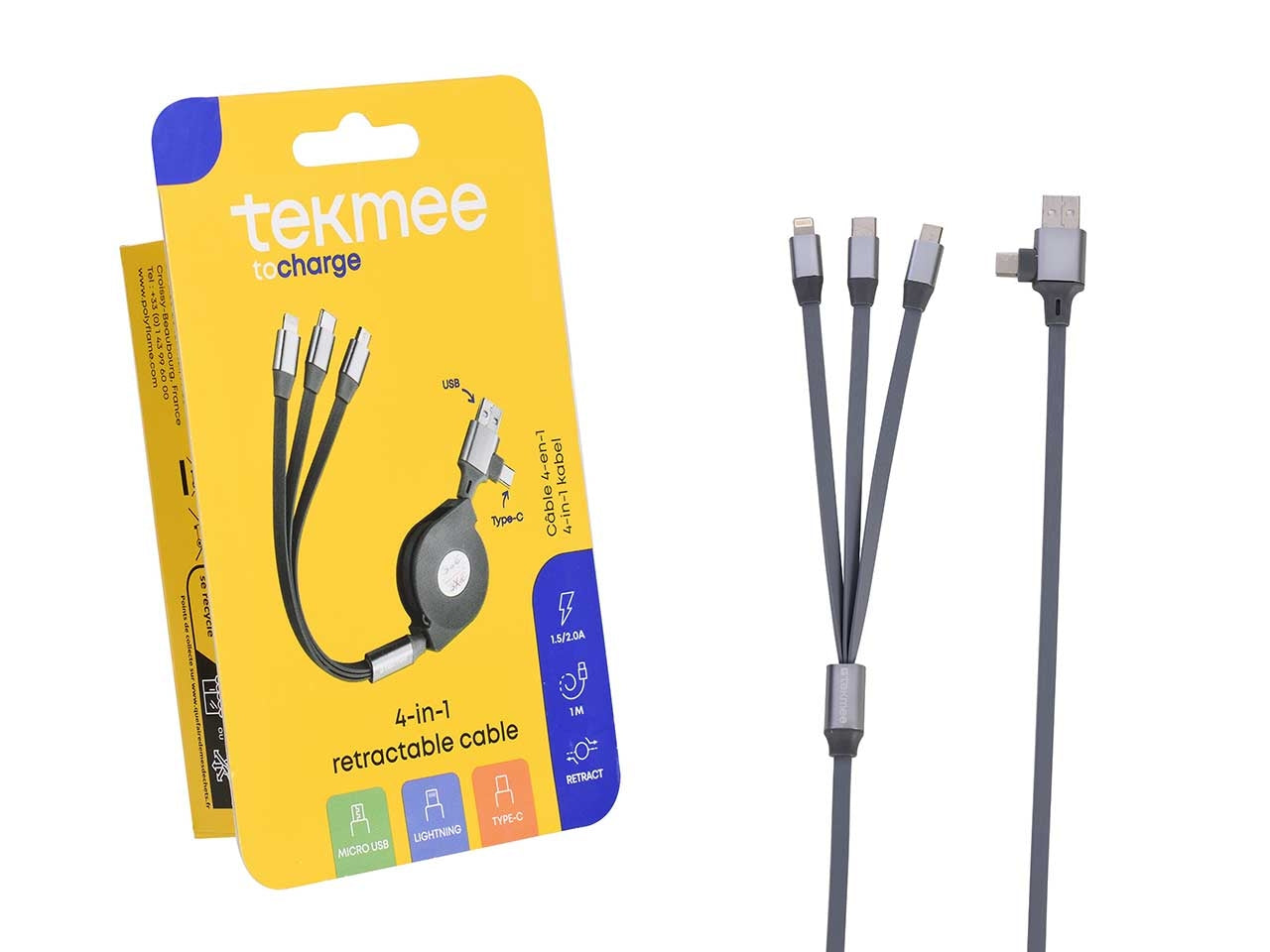 Tekmee cavo a quattro retrattile