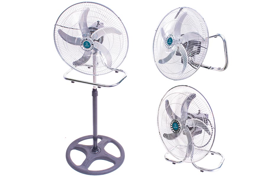 Ventilatore piantana in alluminio, acciaio e abs nero e argentato 130 cm, 6057002 - Coveri Collection