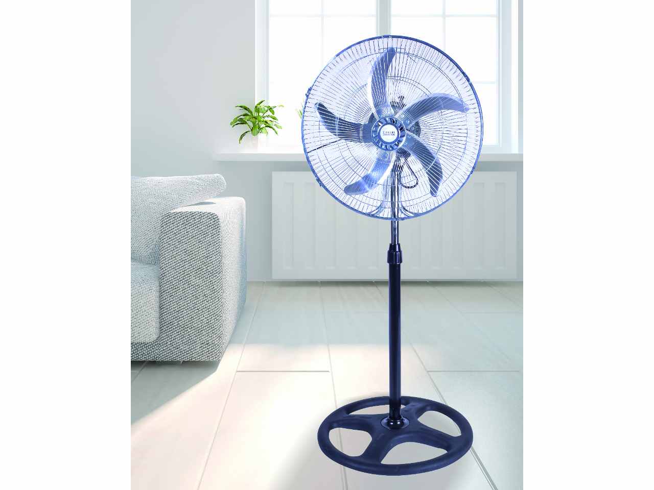 Ventilatore piantana in alluminio, acciaio e abs nero e argentato 125 cm, 6057001 - Coveri Collection