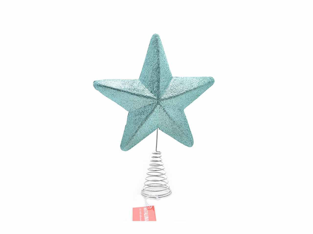 Puntale albero 19cm con glitter verde