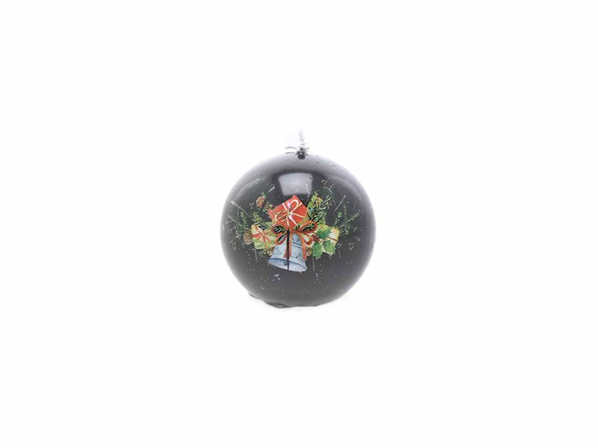 Candela con decorazione natalizia 7,3x7,3x7,2cm nero