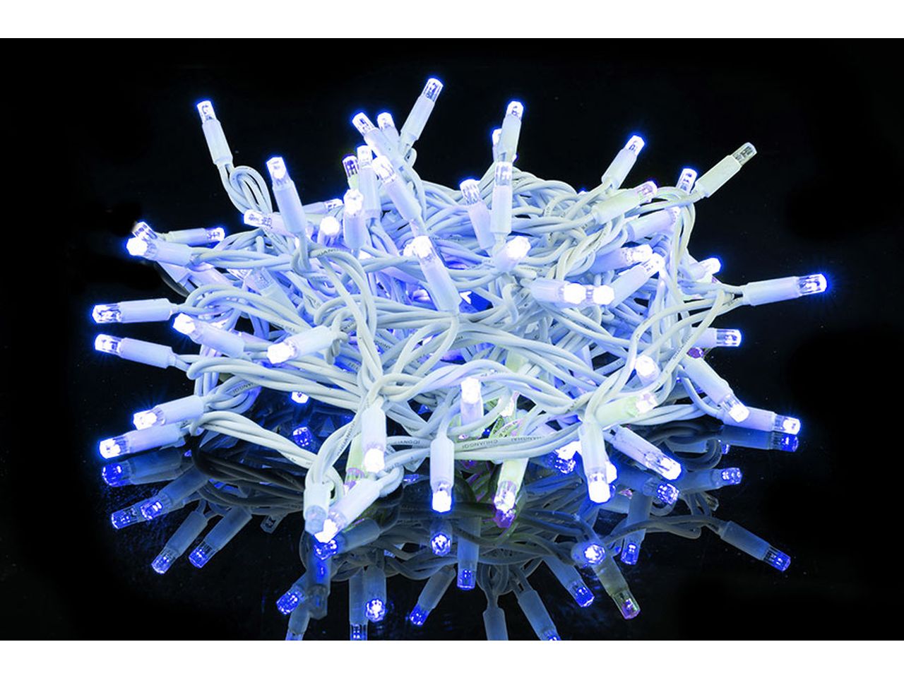 Catena di luci natalizia misura 10m con 100 led flash rubb. per uso esterno colore bianco