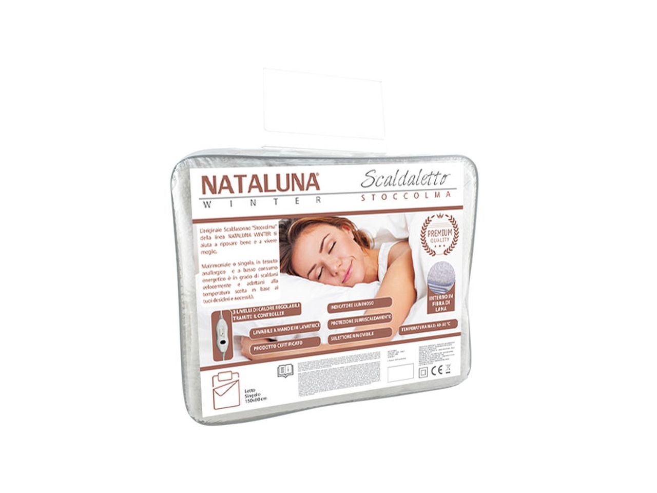 Scaldaletto elettrico top coveri per letto ad 1 piazza misura 150x80cm con 3 temperature