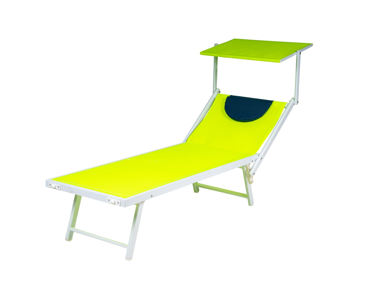 Lettino mare maxi king in alluminio e textilene giallo fluo e blu 189x61x38 cm - Bakaji