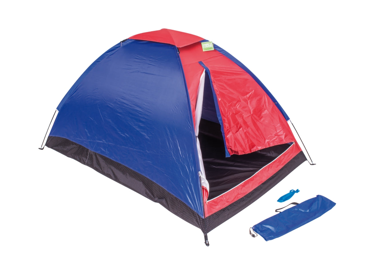 Tenda da campeggio biposto in nylon rosso e blu, antivento con zanzariera 200x140x100 cm - Nataluna