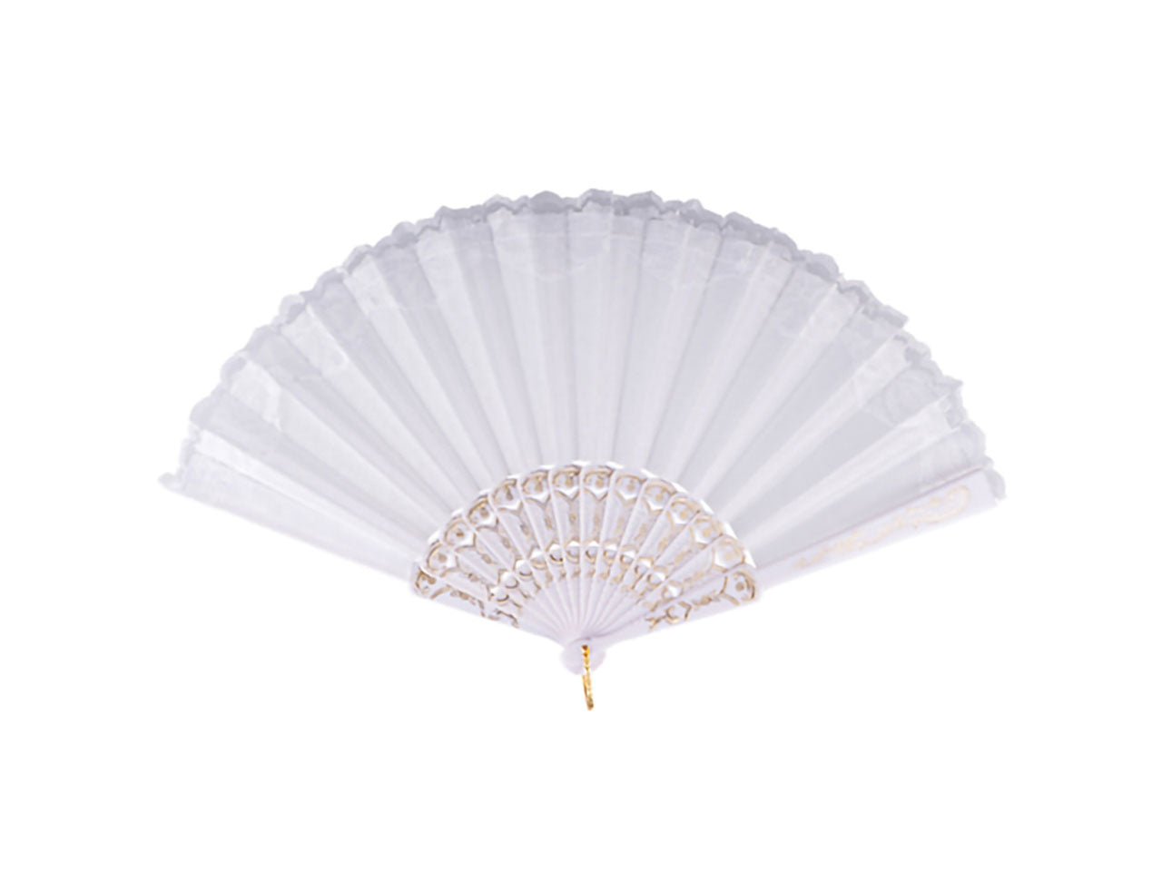 Ventaglio in plastica + tessuto con merletto 23cm colori assortiti