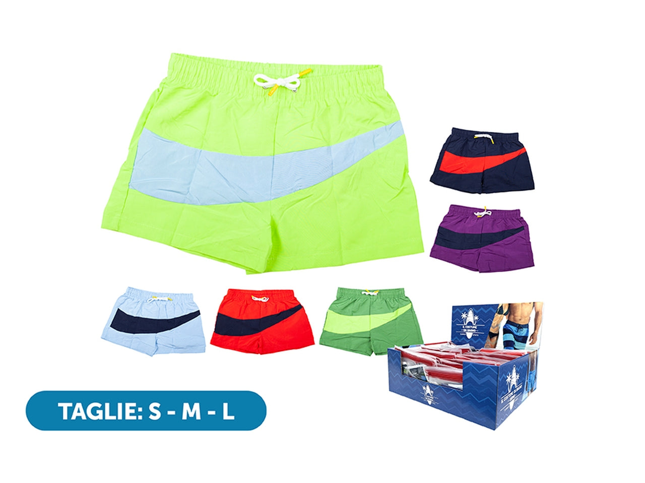 Costume da bimbo boxer con coulisse e mutanda interna in 6 colori - Amytis