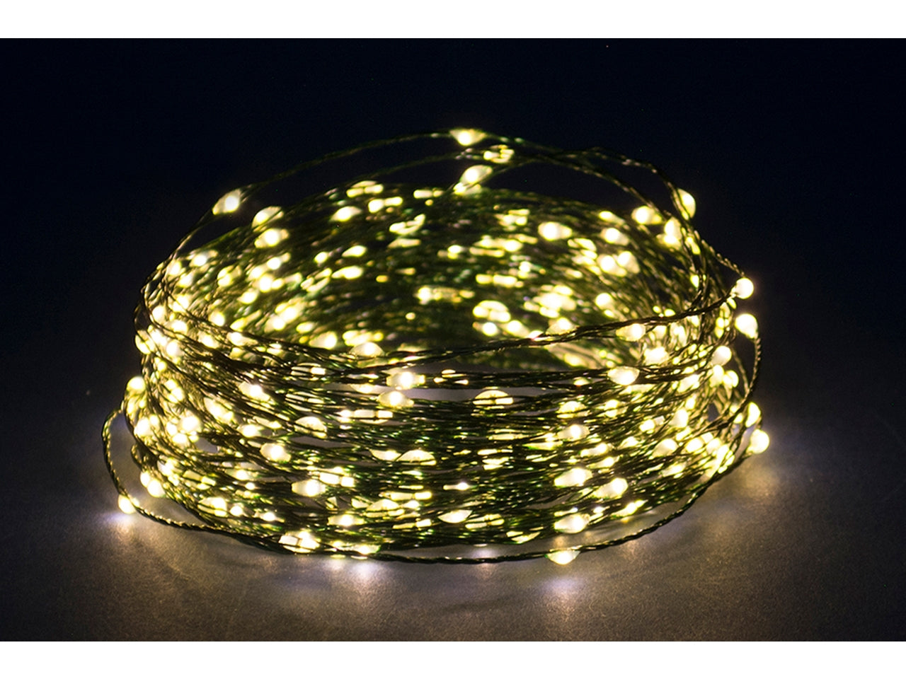 Serie da 100 microled 5mt+5mt per uso esterno con 8 funzioni cavo verde - caldo