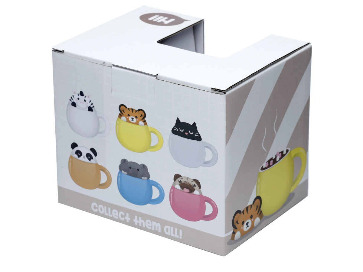 Tazza mug in ceramica dolomite azzurro e grigio con coperchio a forma di testa di elefante - Puckator