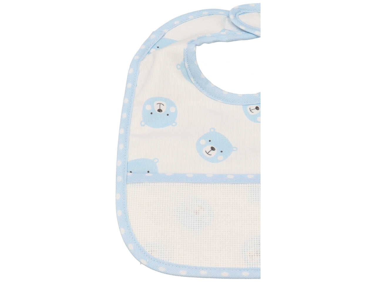 Bavetta bimbo celeste e bianco cotone con tela aida per ricamo - La Chiocciolina