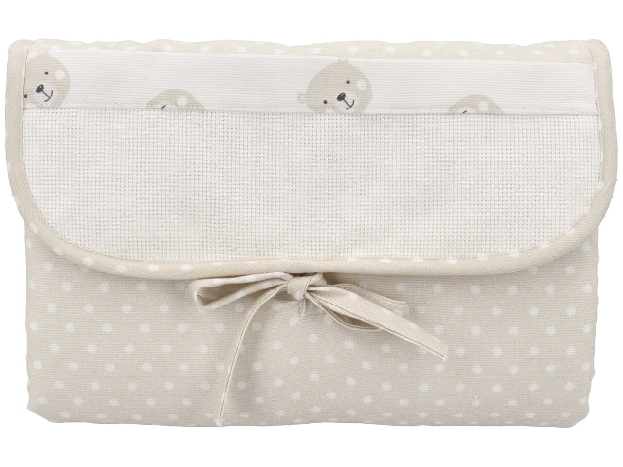 Fasciatoio neonato panna in cotone con tela aida per ricamo, 57x69 cm - La Chiocciolina
