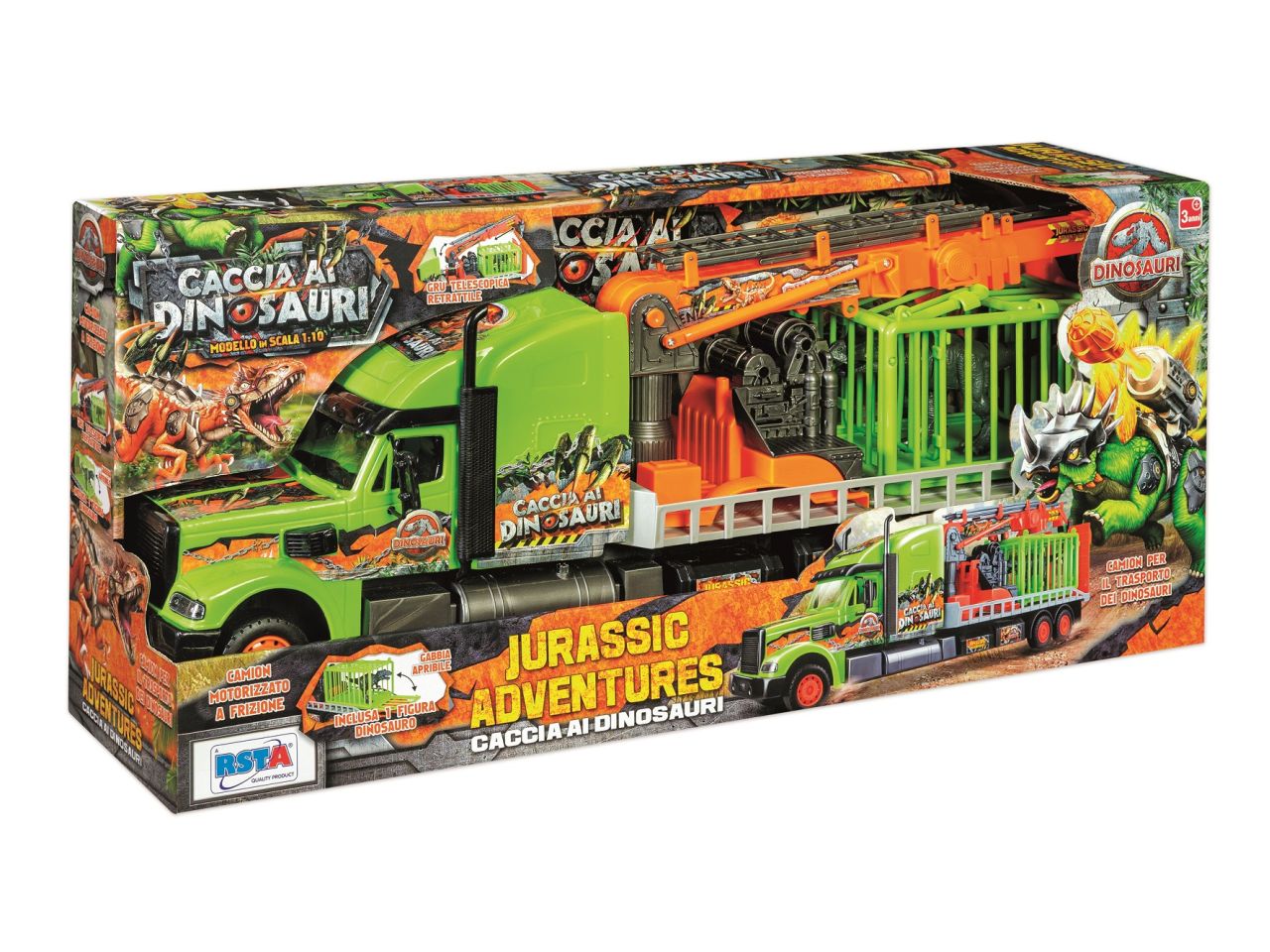 Camion gigante caccia al dinosauro a frizione con gru telescopica retrattile
