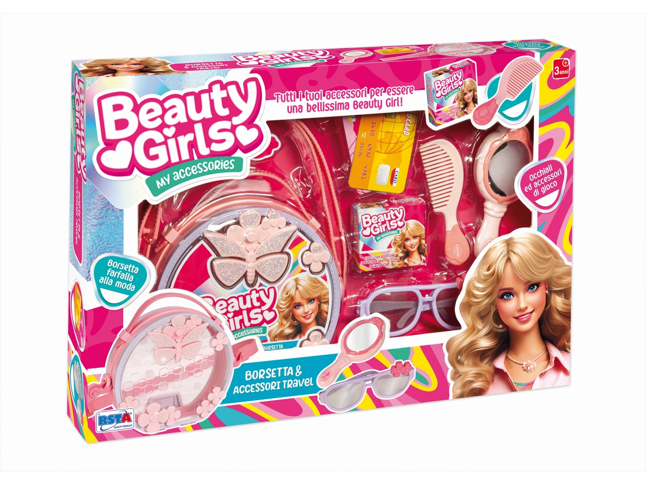 Set borsetta tracolla pettine, spazzola e accessori