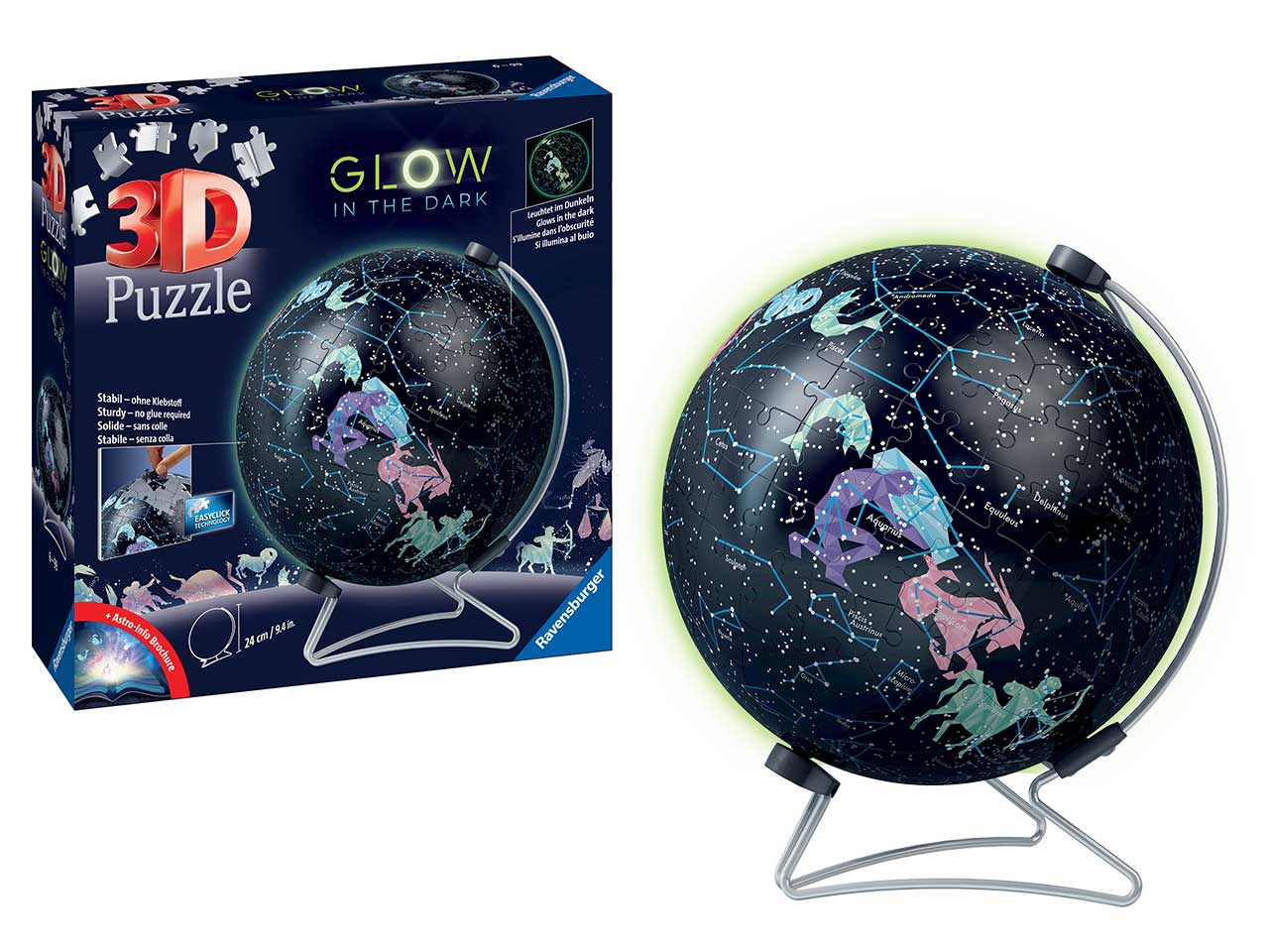 Puzzle 3d globo da 180 pezzi glow in the dark costellazioni