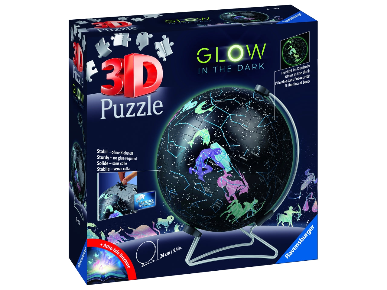 Puzzle 3d globo da 180 pezzi glow in the dark costellazioni